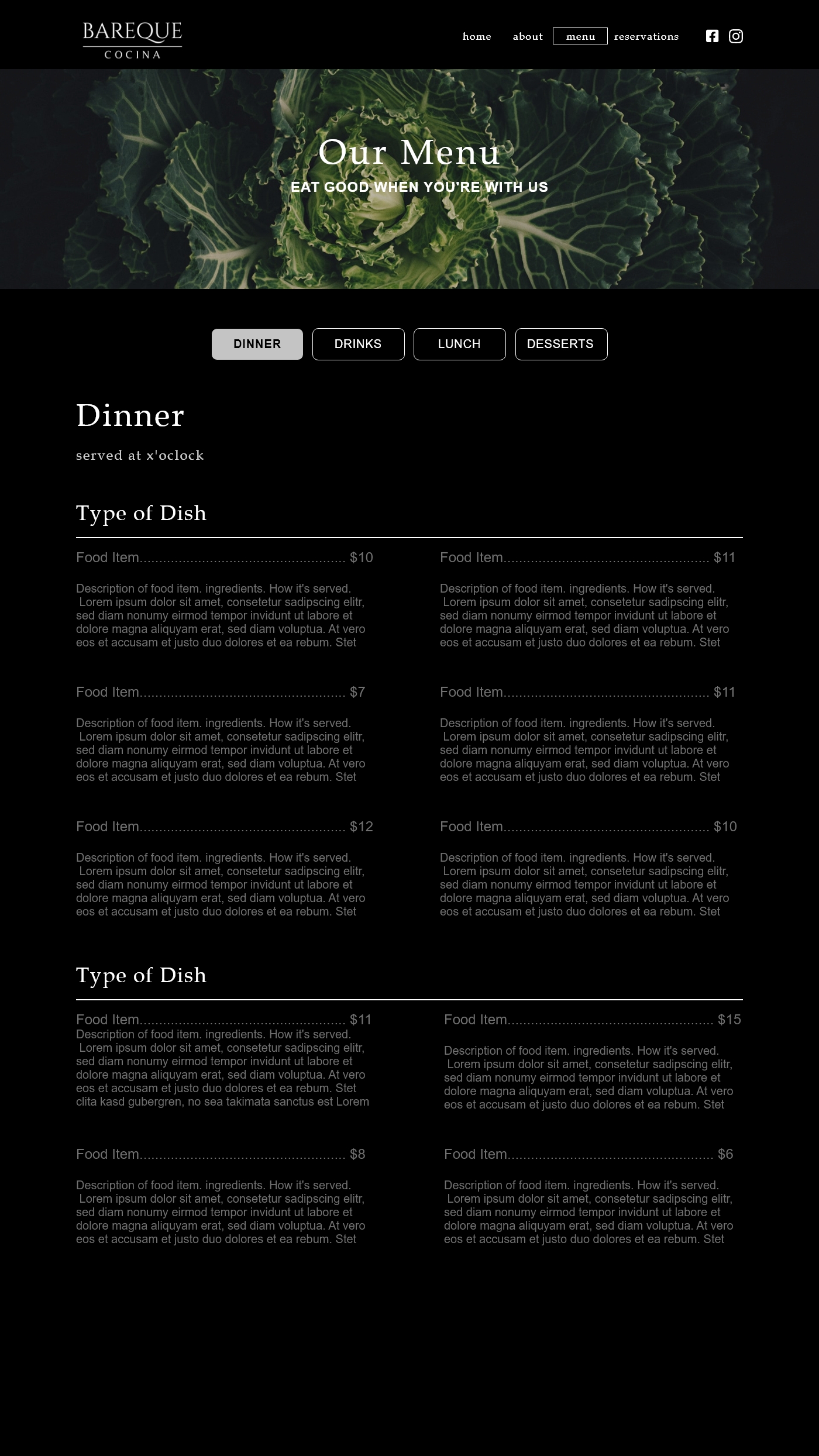Menu Mockup Image